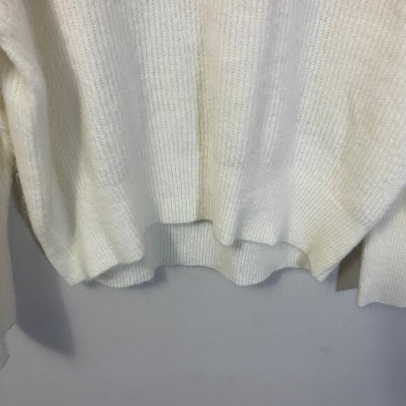 Express Cozy High Neck White Striped Rainbow Colorful Long Sleeve Sweater Sz M - Picture 3 of 9